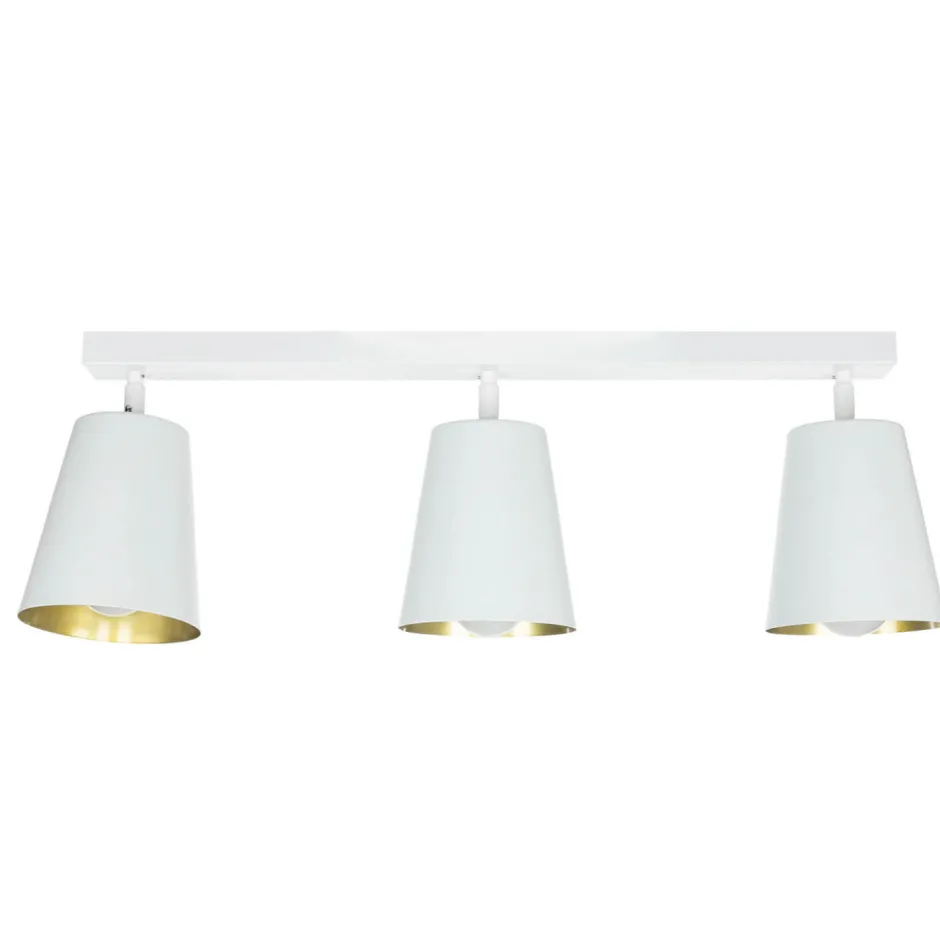 Retro Lampen|Küchenlampen*Easylight Deckenstrahler Weiß Gold Metall 3-flammig Retro