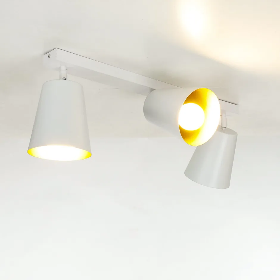 Retro Lampen|Küchenlampen*Easylight Deckenstrahler Weiß Gold Metall 3-flammig Retro