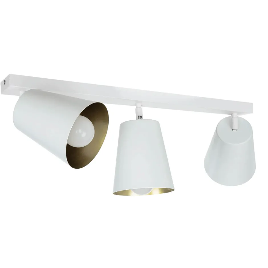 Retro Lampen|Küchenlampen*Easylight Deckenstrahler Weiß Gold Metall 3-flammig Retro