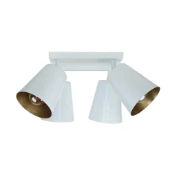 Deckenleuchten|Spots*Emibig Deckenstrahler Weiß Gold Metall Retro 4-flammig E27