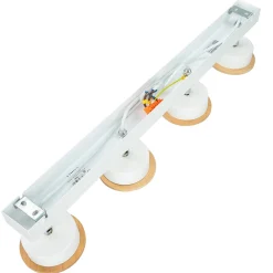 Stofflampen|Moderne Lampen*Lamkur Deckenstrahler Weiß Holz 4-flmg Modern Lampe