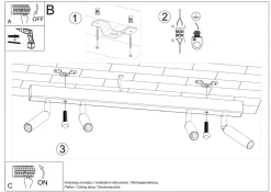 Deckenleuchten|Flurlampen*Sollux Deckenstrahler Weiß Metall 60 cm lang 4-flammig G9