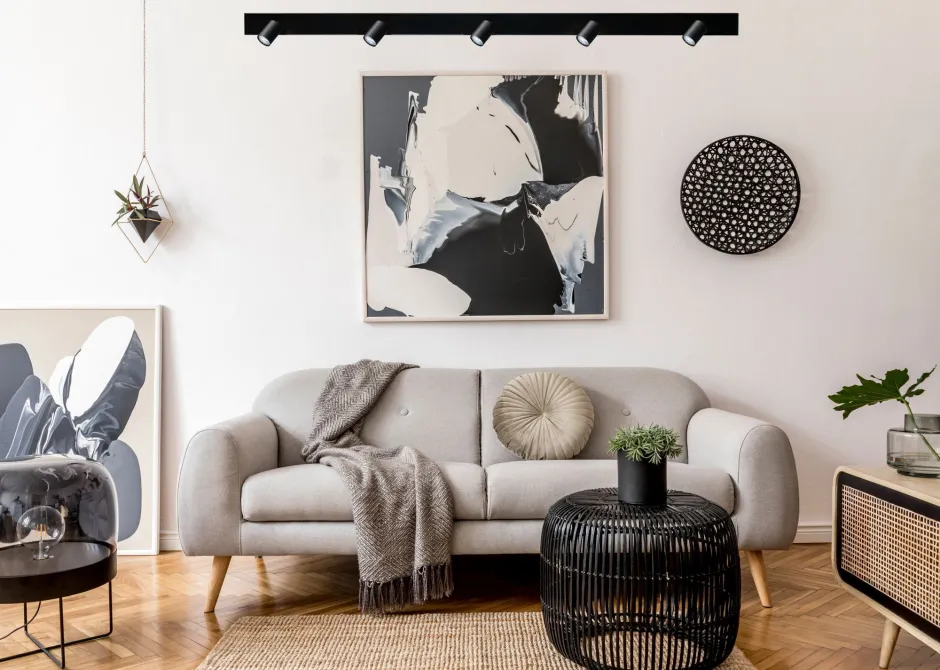 Deckenleuchten|Spots*Masterlight Deckenstrahler Wohnzimmer Metall 180 cm lang Schwarz