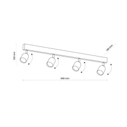 TK Lighting Deckenstrahler Wohnzimmer 84 cm lang Metall Schwarz Gold< Deckenleuchten|Flurlampen