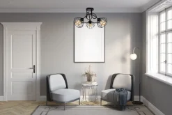 Belis Dekorative Deckenlampe Metall E27 L:55 cm in Schwarz< Bürolampen|Wohnzimmerlampen