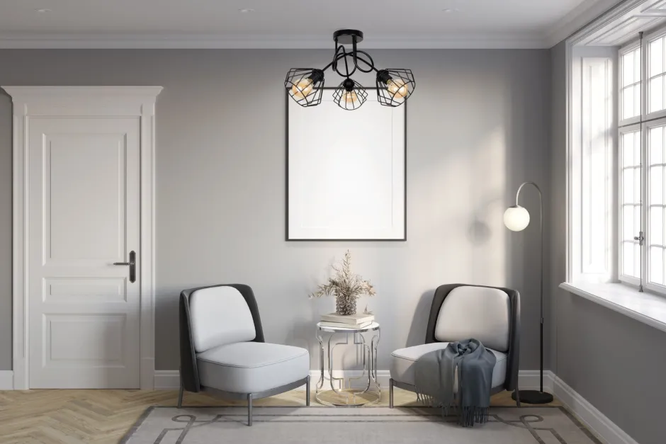 Belis Dekorative Deckenlampe Metall E27 L:55 cm in Schwarz< Bürolampen|Wohnzimmerlampen