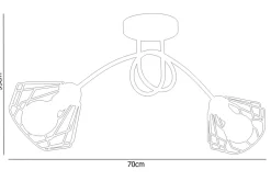 Belis Dekorative Deckenleuchte Metall E27 L:70 cm in Schwarz< Bürolampen|Wohnzimmerlampen