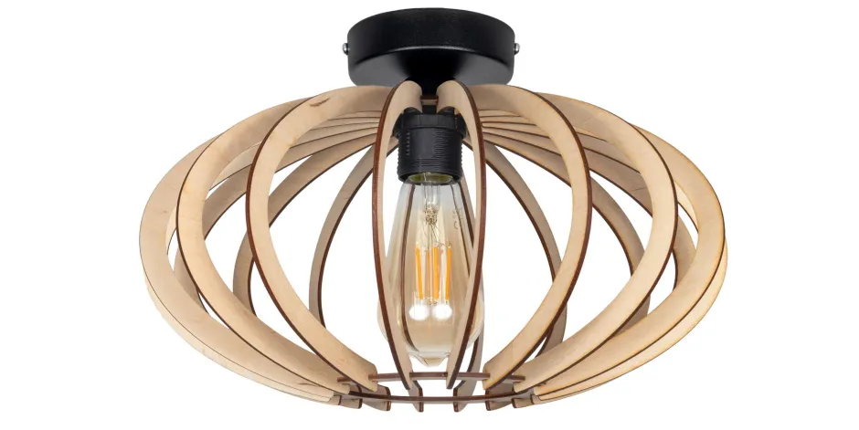 Deckenleuchten|Bürolampen*Belis Dekorative Deckenleuchte Holz E27 Ø35 cm in Schwarz