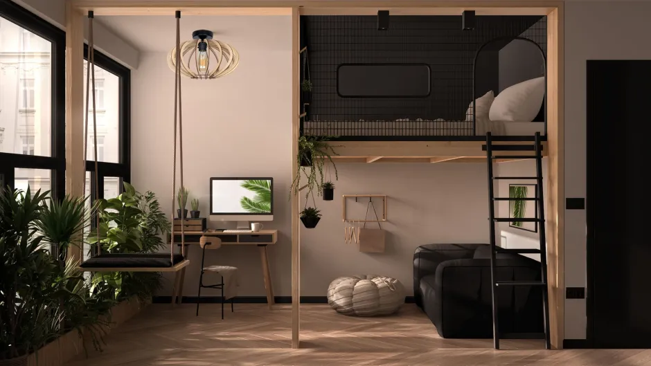 Deckenleuchten|Bürolampen*Belis Dekorative Deckenleuchte Holz E27 Ø35 cm in Schwarz