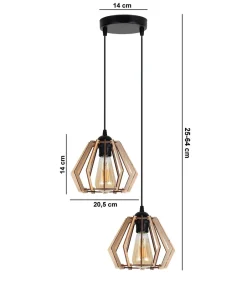 Belis Dekorative Hängelampe Holz E27 35 cm 2-flammig wohnlich< Hängelampen|Bürolampen