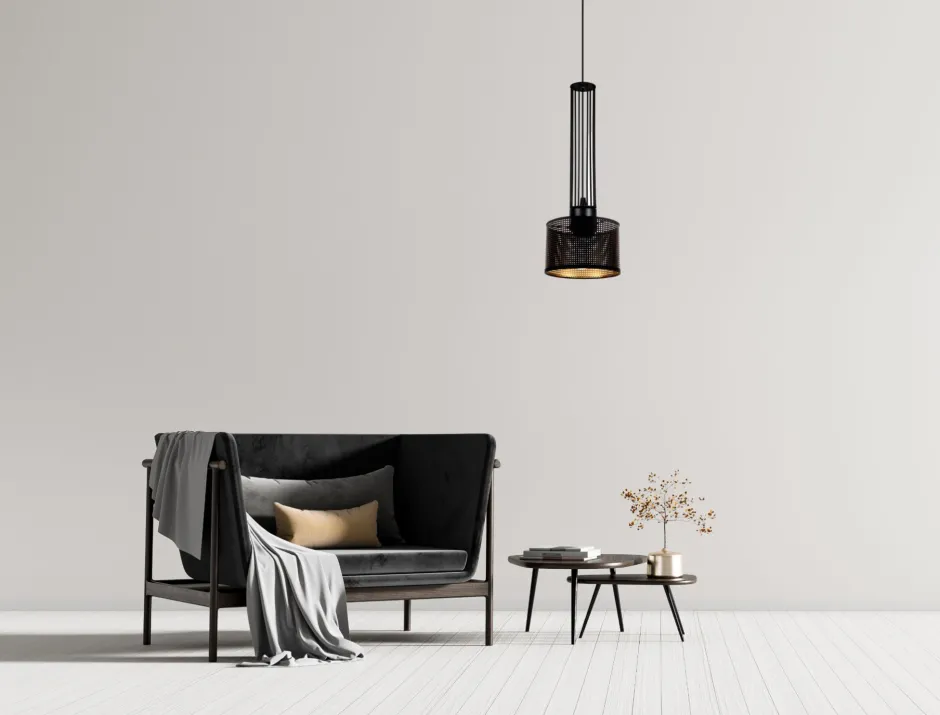 Belis Dekorative Hängelampe Metall B:15 cm E27 Schwarz Gold< Hängelampen|Bürolampen