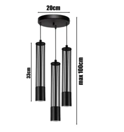 Bürolampen|Wohnzimmerlampen*Belis Dekorative Hängeleuchte Metall GU10 Ø35 cm rund Schwarz