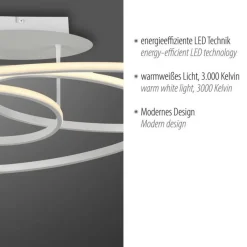 Just Light Dekorative LED Deckenleuchte Metall Weiß 3000 K Ringe< Deckenleuchten|Flurlampen