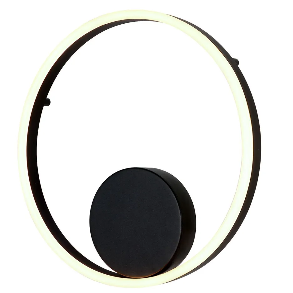 Led Lampen|Wandleuchten*Steinhauer Dekorative LED Wandleuchte Metall Schwarz B:40 cm Ring