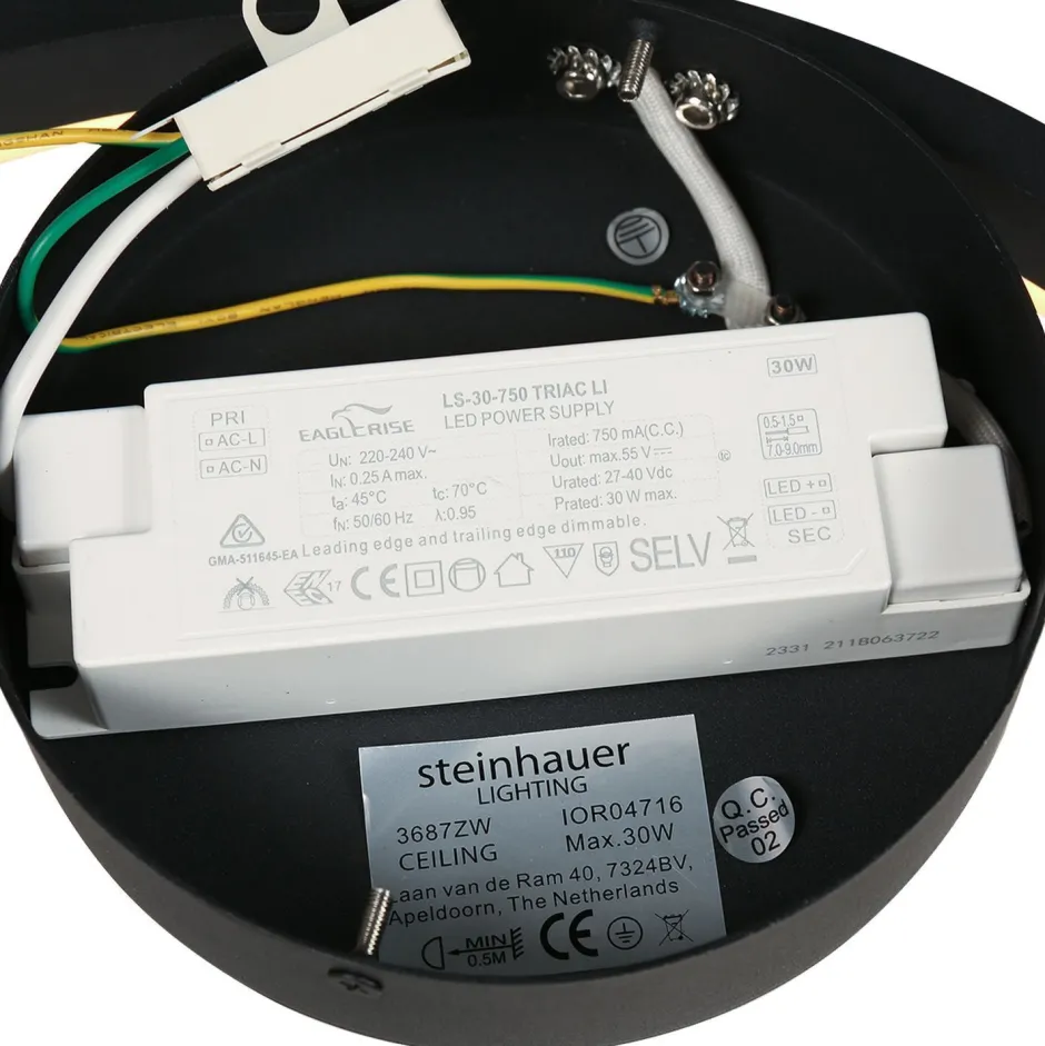 Led Lampen|Wandleuchten*Steinhauer Dekorative LED Wandleuchte Metall Schwarz B:40 cm Ring