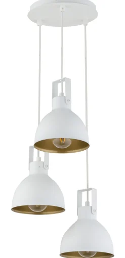 Industrie Lampen|Wohnzimmerlampen*Sigma Dekorative Pendelleuchte Metall Weiß Gold E27 3-flammig