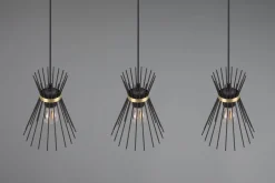 Hängelampen|Bürolampen*Trio Reality Dekorative Pendelleuchte Schwarz Gold E27 82 cm lang