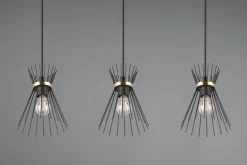 Hängelampen|Bürolampen*Trio Reality Dekorative Pendelleuchte Schwarz Gold E27 82 cm lang