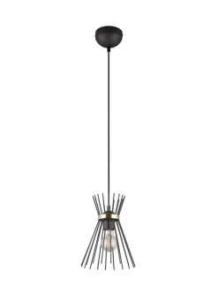 Trio Reality Dekorative Pendelleuchte Schwarz Gold E27 Ø20 cm rund< Hängelampen|Wohnzimmerlampen