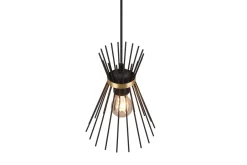 Trio Reality Dekorative Pendelleuchte Schwarz Gold E27 Ø20 cm rund< Hängelampen|Wohnzimmerlampen