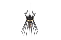 Trio Reality Dekorative Pendelleuchte Schwarz Gold E27 Ø20 cm rund< Hängelampen|Wohnzimmerlampen