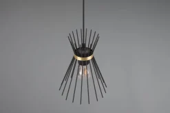 Trio Reality Dekorative Pendelleuchte Schwarz Gold E27 Ø20 cm rund< Hängelampen|Wohnzimmerlampen
