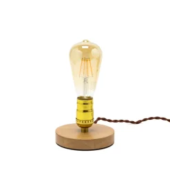 Holzlampen|Industrie Lampen*Easylight Dekorative Tischlampe EDISON Industrial Design rund