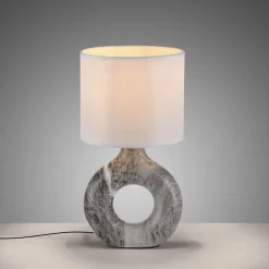 Schlafzimmer Lampen|Stofflampen*Just Light Dekorative Tischlampe Keramik Stoff 30 cm E27 blendarm