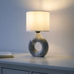 Schlafzimmer Lampen|Stofflampen*Just Light Dekorative Tischlampe Keramik Stoff 30 cm E27 blendarm