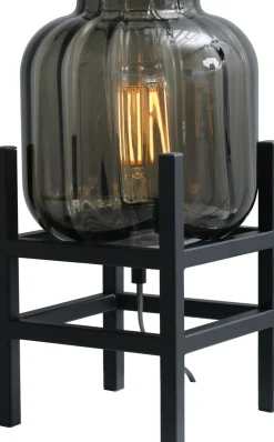 Masterlight Dekorative Tischleuchte Glas Metall Schwarz 34 cm E27< Glaslampen|Wohnzimmerlampen