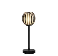 Wohnzimmerlampen|Metall Lampen*Searchlight Dekorative Tischleuchte Glas Metall 32 cm Schwarz Chrom