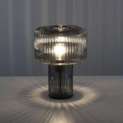 Paul Neuhaus Dekorative Tischleuchte Rauchglas E27 35 cm Pilz Retro< Wohnzimmerlampen|Schlafzimmer Lampen