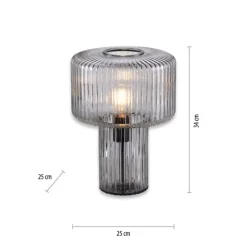 Paul Neuhaus Dekorative Tischleuchte Rauchglas E27 35 cm Pilz Retro< Wohnzimmerlampen|Schlafzimmer Lampen