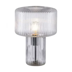 Wohnzimmerlampen|Schlafzimmer Lampen*Paul Neuhaus Dekorative Tischleuchte Riffelglas E27 35 cm Pilz rund