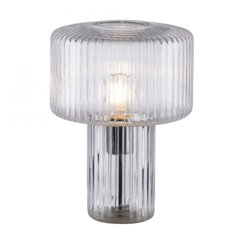 Wohnzimmerlampen|Schlafzimmer Lampen*Paul Neuhaus Dekorative Tischleuchte Riffelglas E27 35 cm Pilz rund