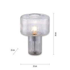 Wohnzimmerlampen|Schlafzimmer Lampen*Paul Neuhaus Dekorative Tischleuchte Riffelglas E27 35 cm Pilz rund