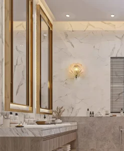 Wandleuchten|Flurlampen*Searchlight Dekorative Wandleuchte Metall Glas G9 IP44 in Messing