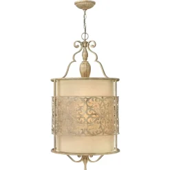 Vintage Lampen|Designerlampen*Elstead Design Hängelampe Stoff Metall Esstisch verstellbar