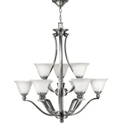 Elstead Design Kronleuchter mit Schirm in Nickel Weiß Ø89cm< Hängelampen|Esszimmer Lampen