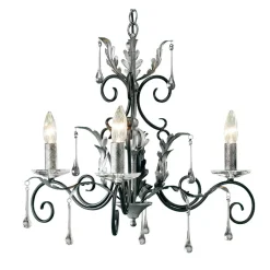 Elstead Design Kronleuchter Schwarz Silber Höhe verstellbar< Designerlampen|Kristalllampen