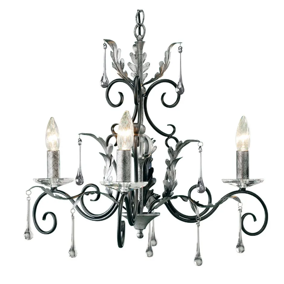 Elstead Design Kronleuchter Schwarz Silber Höhe verstellbar< Designerlampen|Kristalllampen