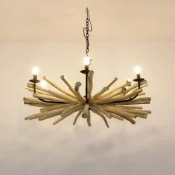 Hängelampen|Moderne Lampen*Suna Living Design Kronleuchter Treibholz Metall Handarbeit BANGKOK