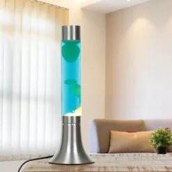 Easylight Design Lavalampe Blau Wachs Weiß 38cm hoch YVONNE< Retro Lampen|Lavalampen