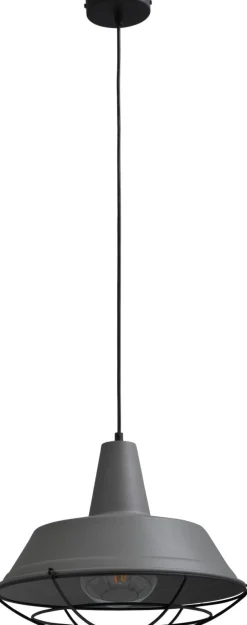 Hängelampen|Industrie Lampen*Masterlight Design Pendelleuchte Grau Ø35cm Ziergitter Schwarz