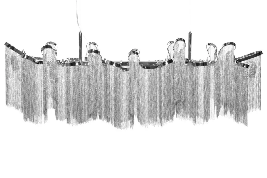 Invicta Interior Design Pendelleuchte RIRRE Metall Ketten Silber Esstisch< Moderne Lampen|Designerlampen