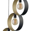 Moderne Lampen|Designerlampen*Sigma Design Pendelleuchte Schwarz Gold Ringe Metall 3-flmg