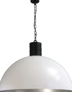 Industrie Lampen|Vintage Lampen*Masterlight Design Pendelleuchte XXL Ø80cm Weiß Silber LARINO