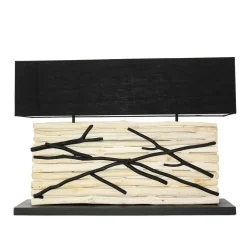 Moderne Lampen|Stofflampen*Suna Living Design Tischlampe Treibholz Stoffschirm 80 cm lang