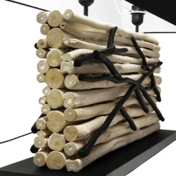 Moderne Lampen|Stofflampen*Suna Living Design Tischlampe Treibholz Stoffschirm 80 cm lang