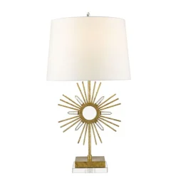 Tischlampen|Schlafzimmer Lampen*Elstead Design Tischleuchte in Gold Weiß dekorativ 78 cm